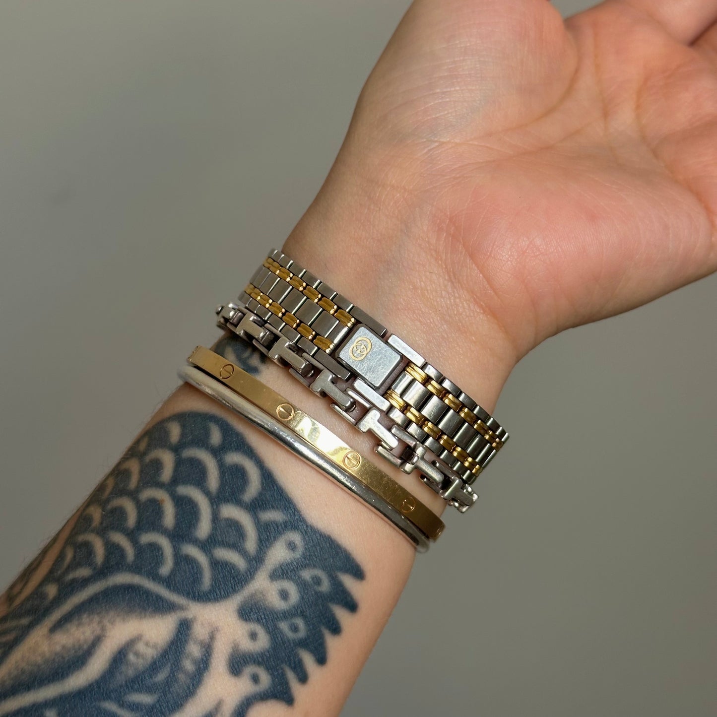 Gucci 24mm Dainty Gold Dial Two-Tone Gold Dial Watch