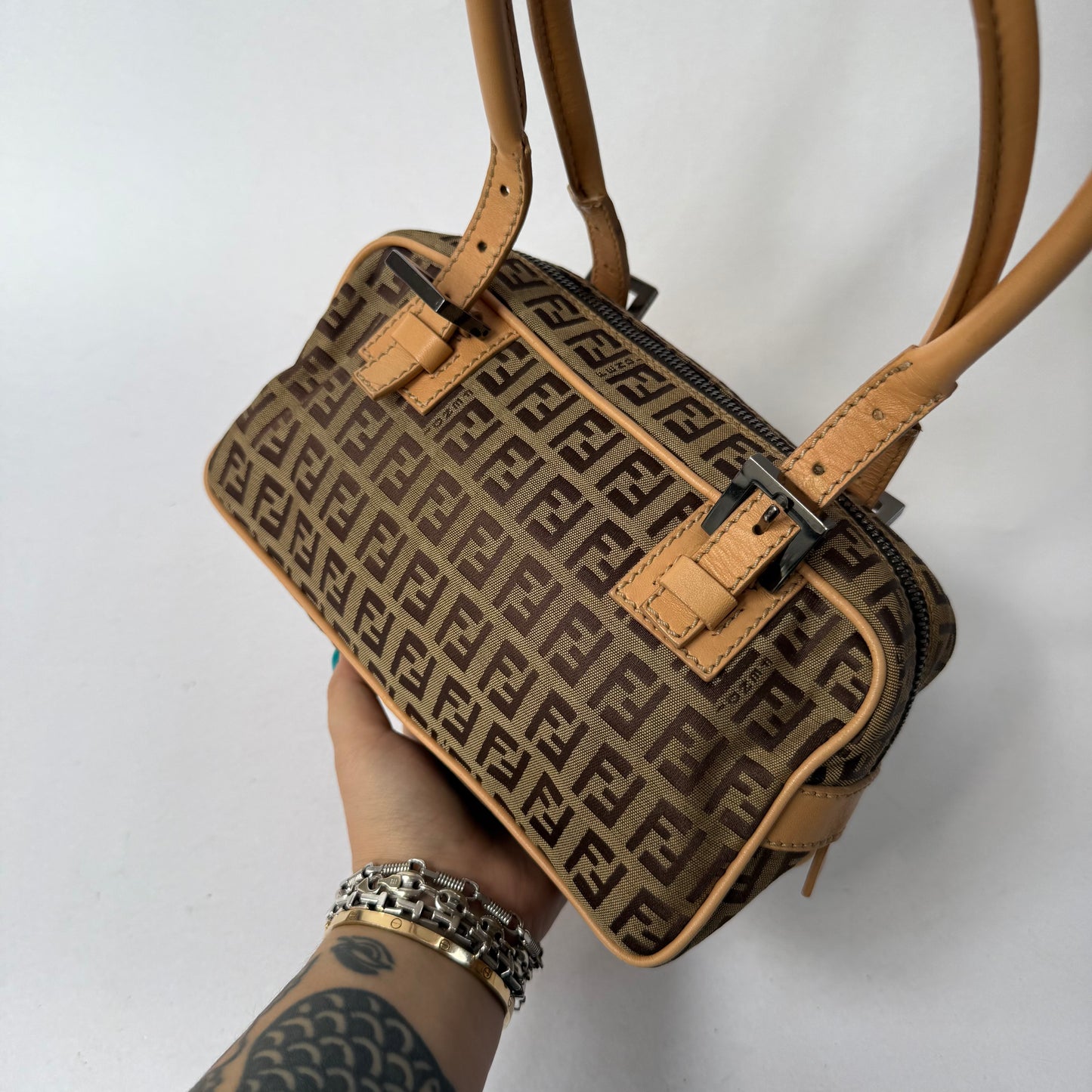 Fendi Brown Zucchino Canvas Shoulder Bag