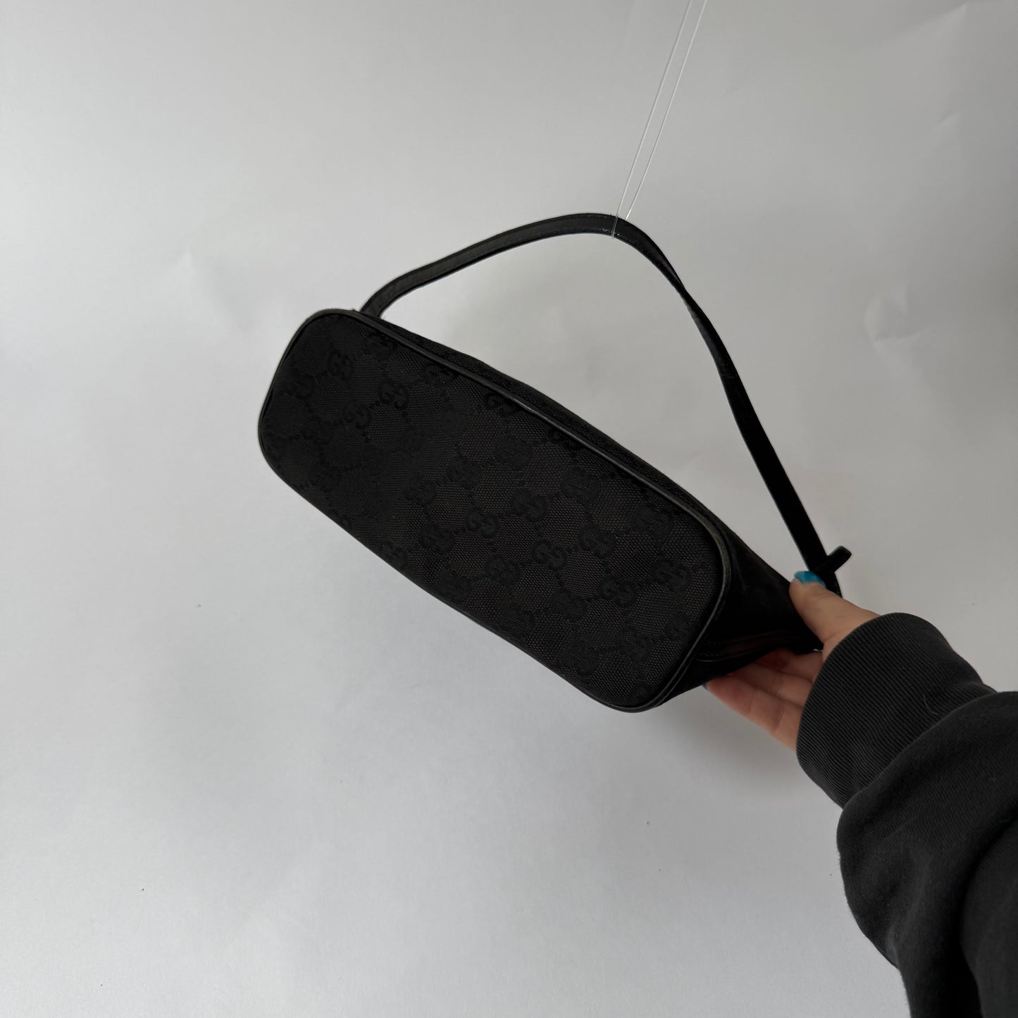 Gucci Black GG Monogram Boat Pochette Mini Bag