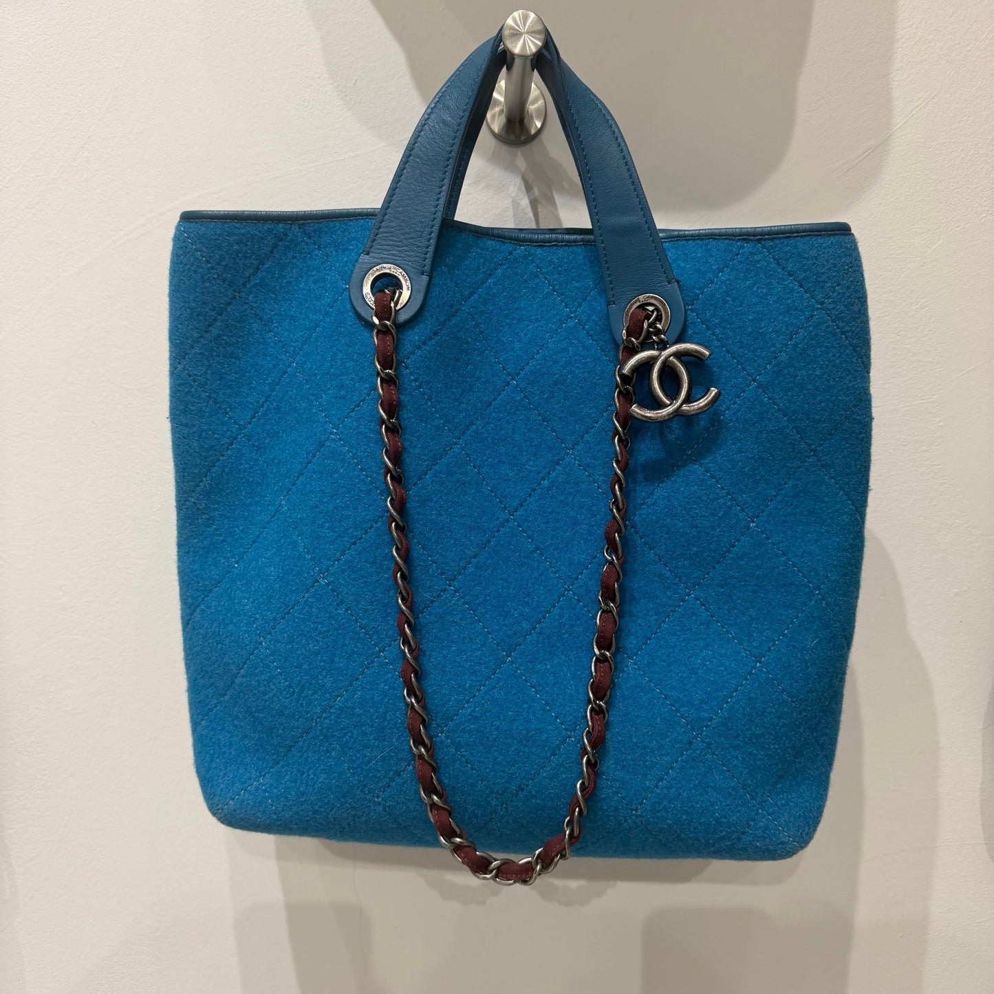 Chanel 2011 Blue Wool 2-Way Shoulder Tote Bag
