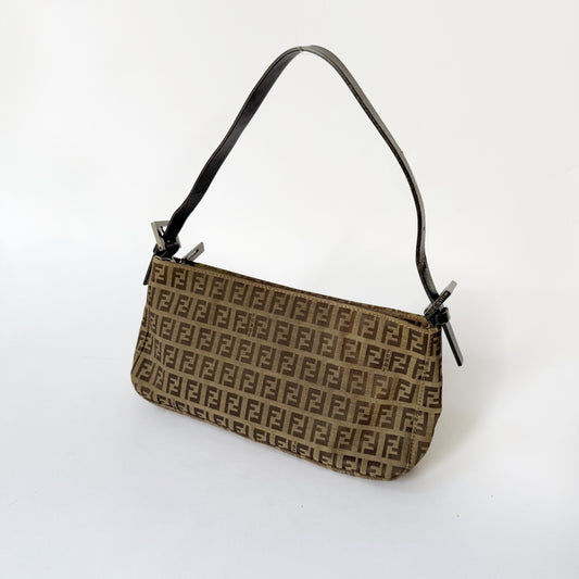 Fendi Brown Zucchino Canvas Pochette