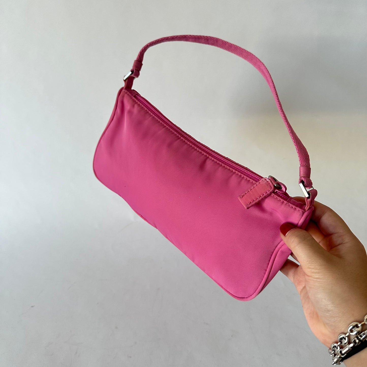 Prada Pink Nylon Pochette Bag