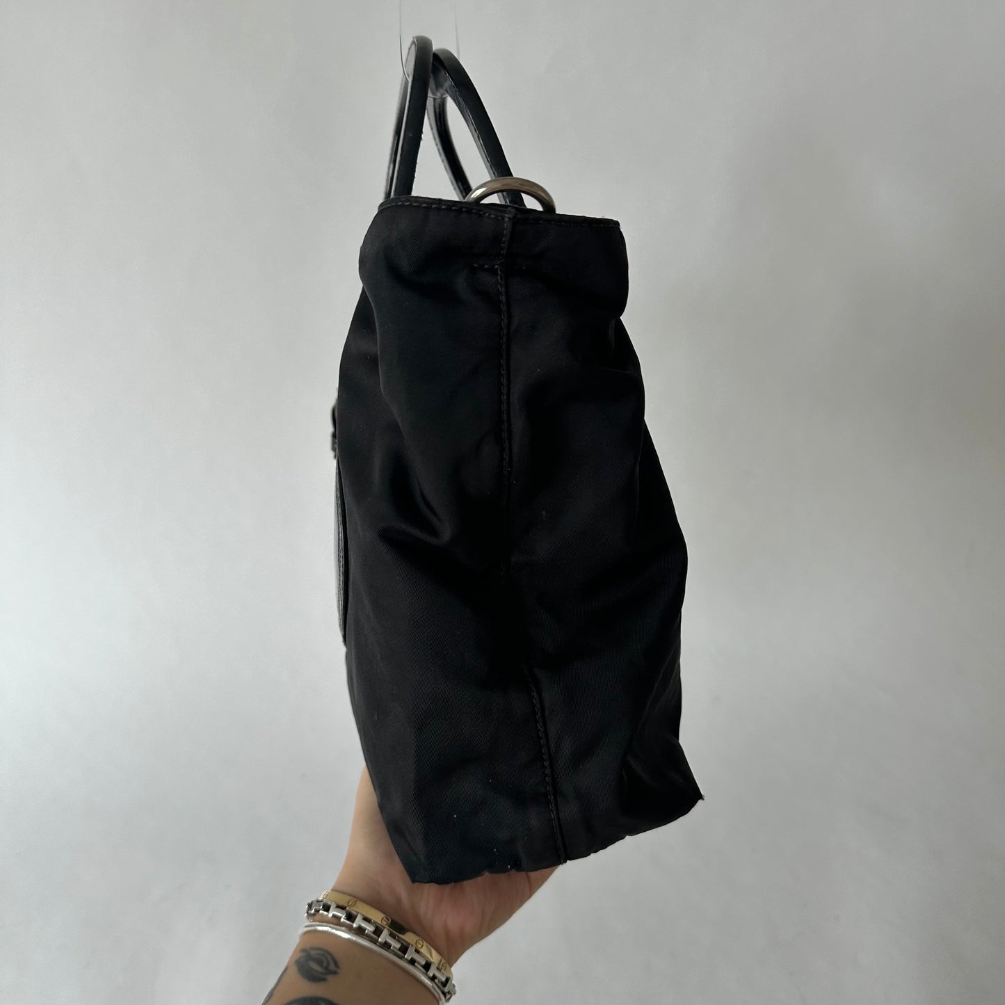 Prada Black Nylon Tessuto Top Handle Bag