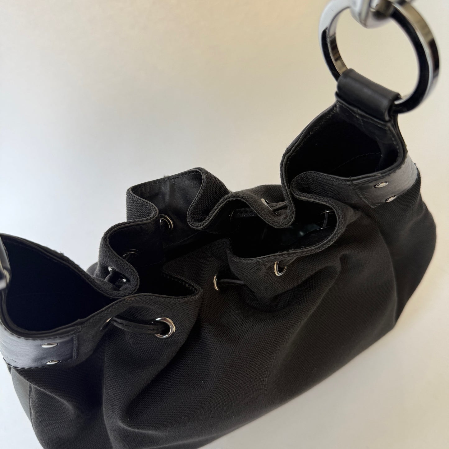 Gucci Black Nylon Hobo Shoulder Bag