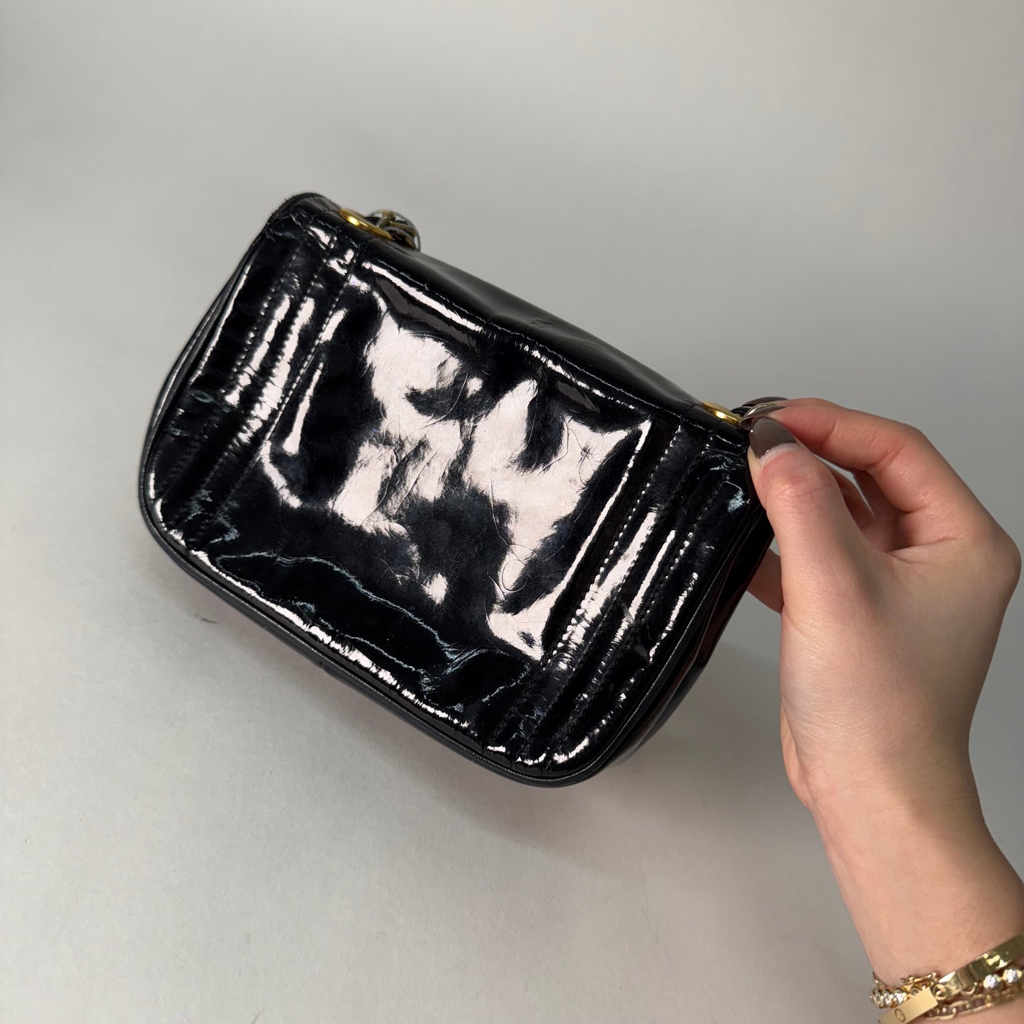 Chanel 2006 Black Patent Leather CC Camera Bag