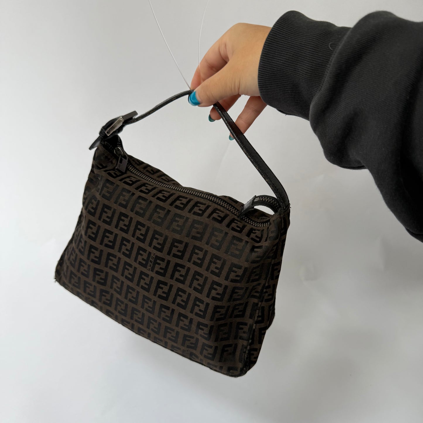 Fendi Brown Zucchino Canvas Mini Top Handle Bag
