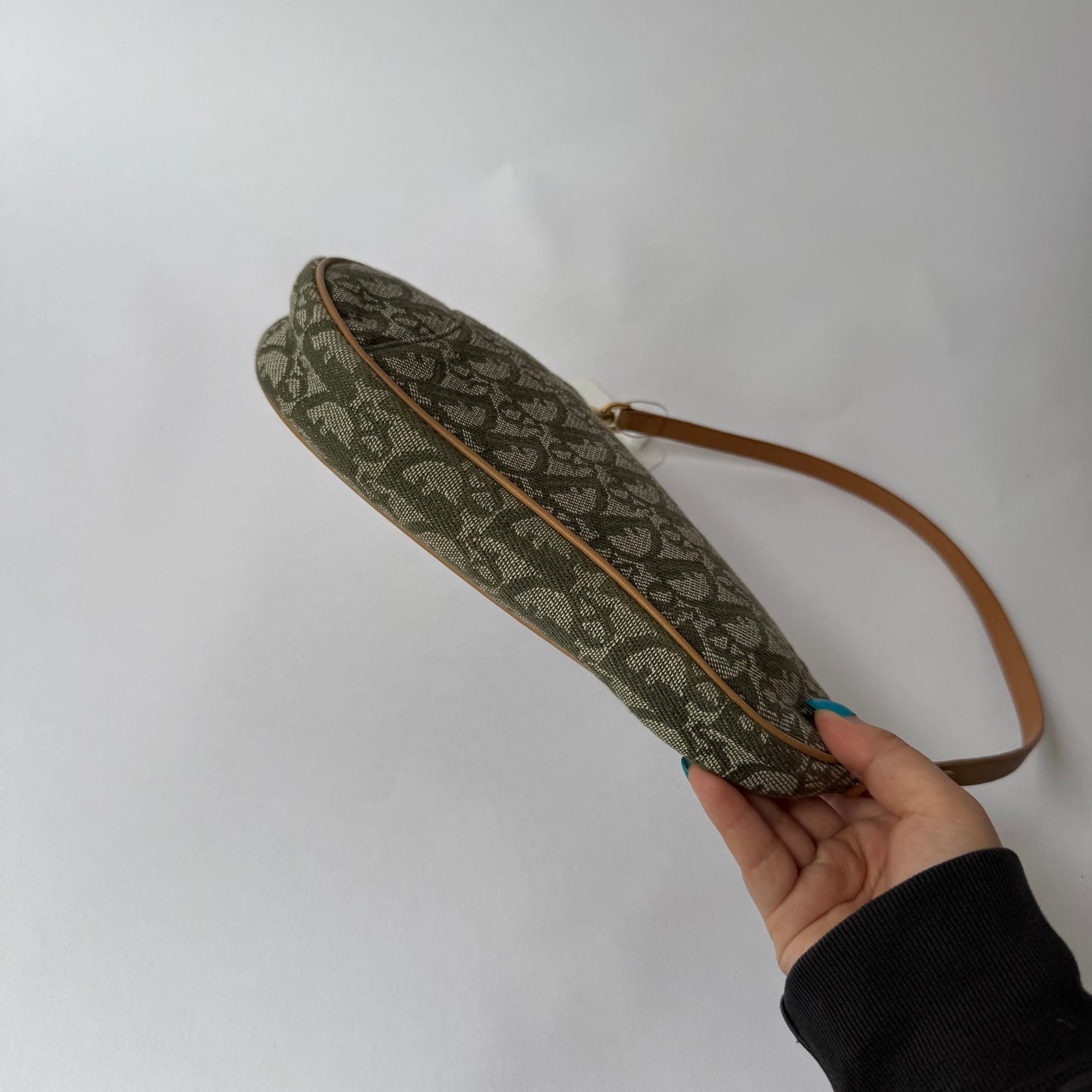 Christian Dior Green Trotter Monogram Mini Saddle Pochette Shoulder Bag