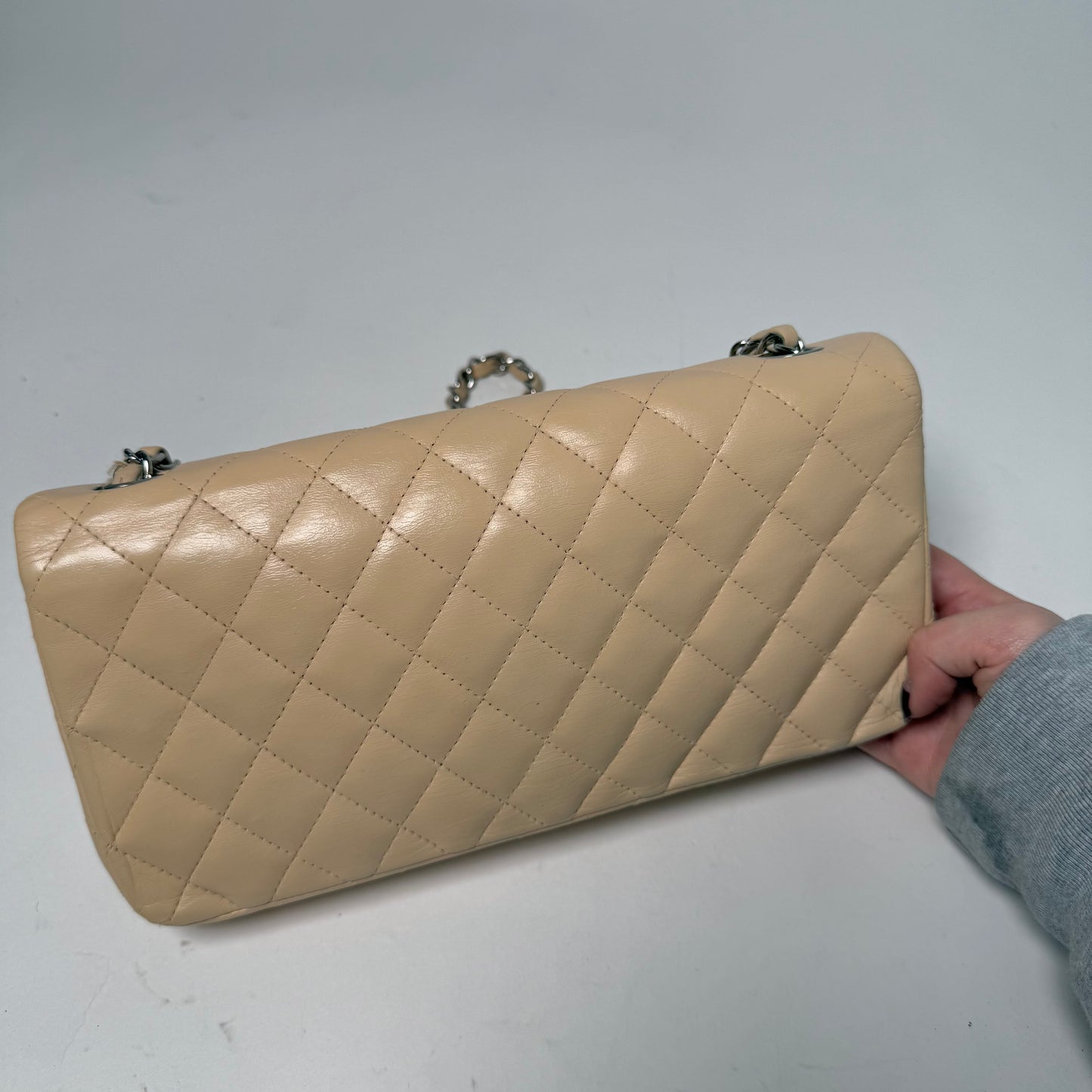 Chanel Cream Lambskin E/W Flap Bag