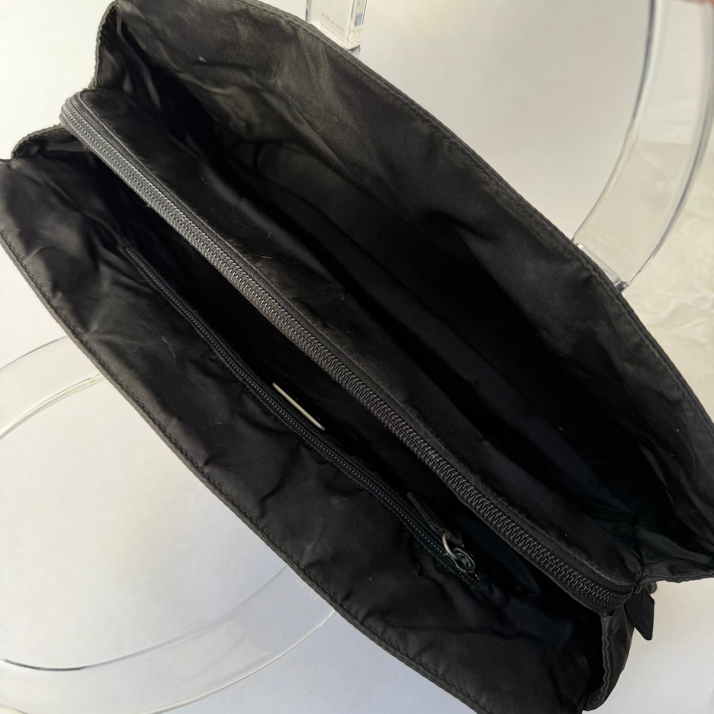 Prada Black Nylon Long Tote w/ Acrylic Handle
