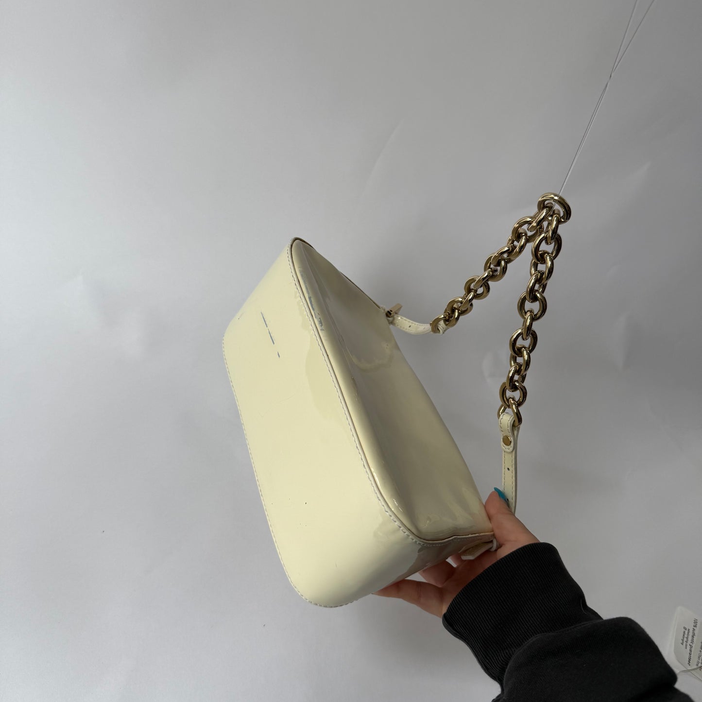 Fendi Cream Patent Leather Mini Mama Baguette w/ Chain Strap