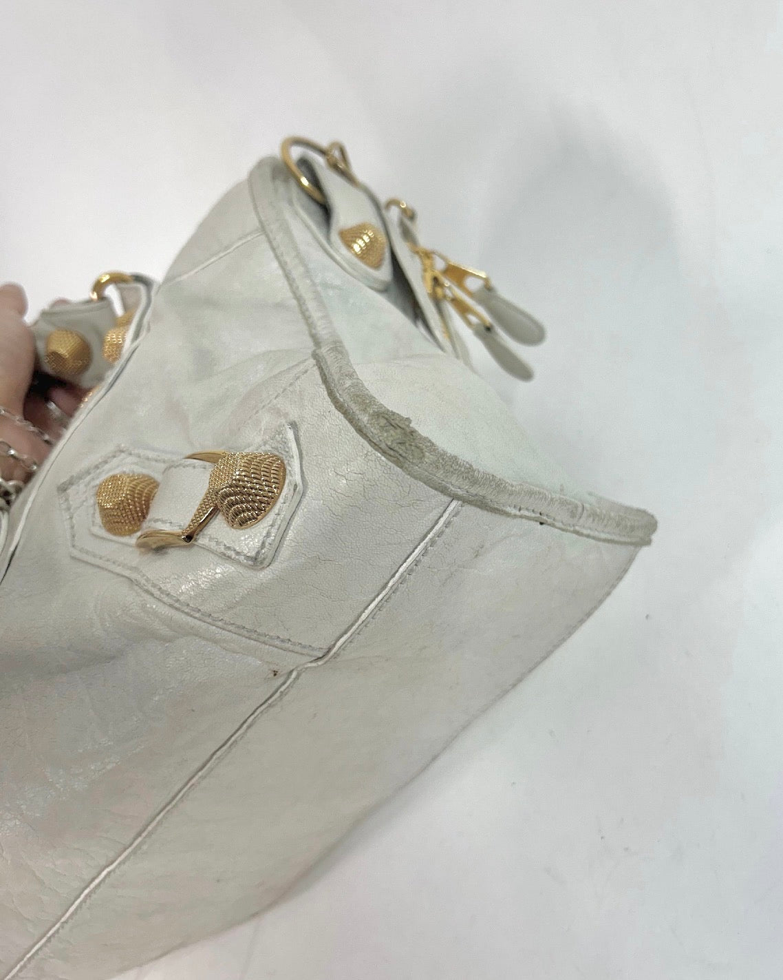 Balenciaga Off-White City Bag w/ Gold Giant Hardware