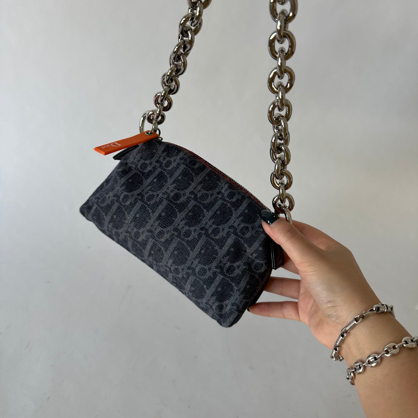 Christian Dior Denim Flight Monogram Pochette Shoulder Bag