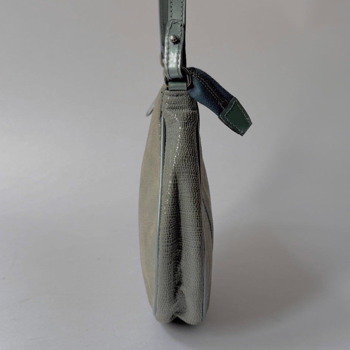 Christian Dior Blue Lizard Saddle Pochette Shoulder Bag