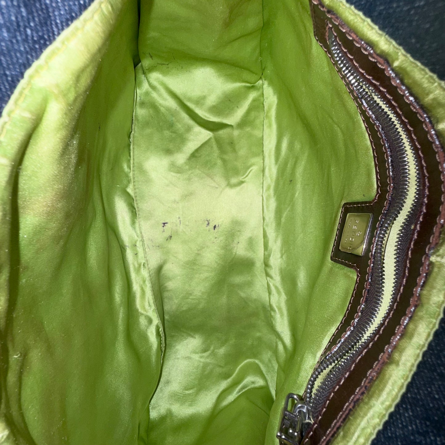 Fendi Denim Floral Appliqué Mamma Baguette Bag