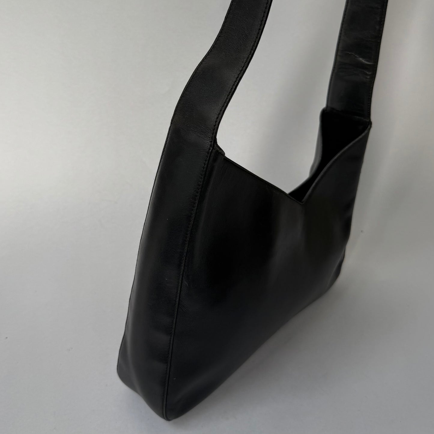 Prada Black Lambskin Asymmetric V Shoulder Bag
