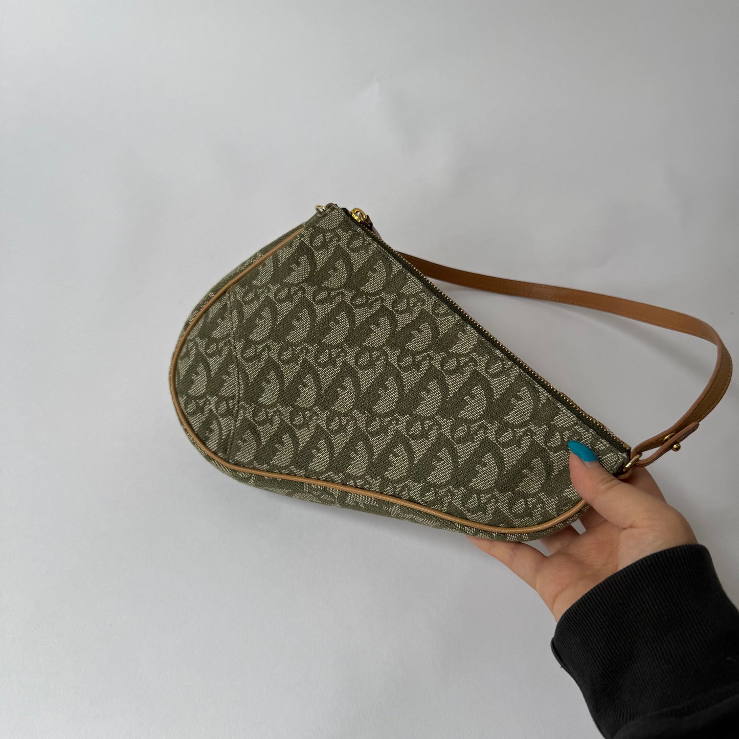 Christian Dior Green Trotter Monogram Mini Saddle Pochette Shoulder Bag