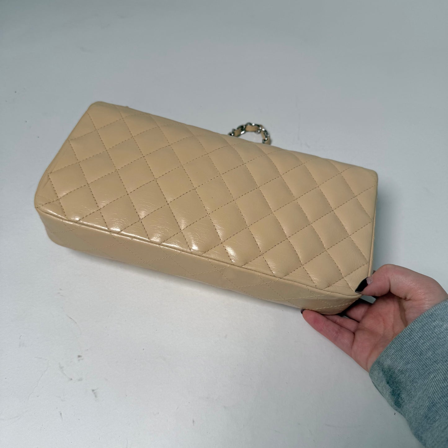 Chanel Cream Lambskin E/W Flap Bag