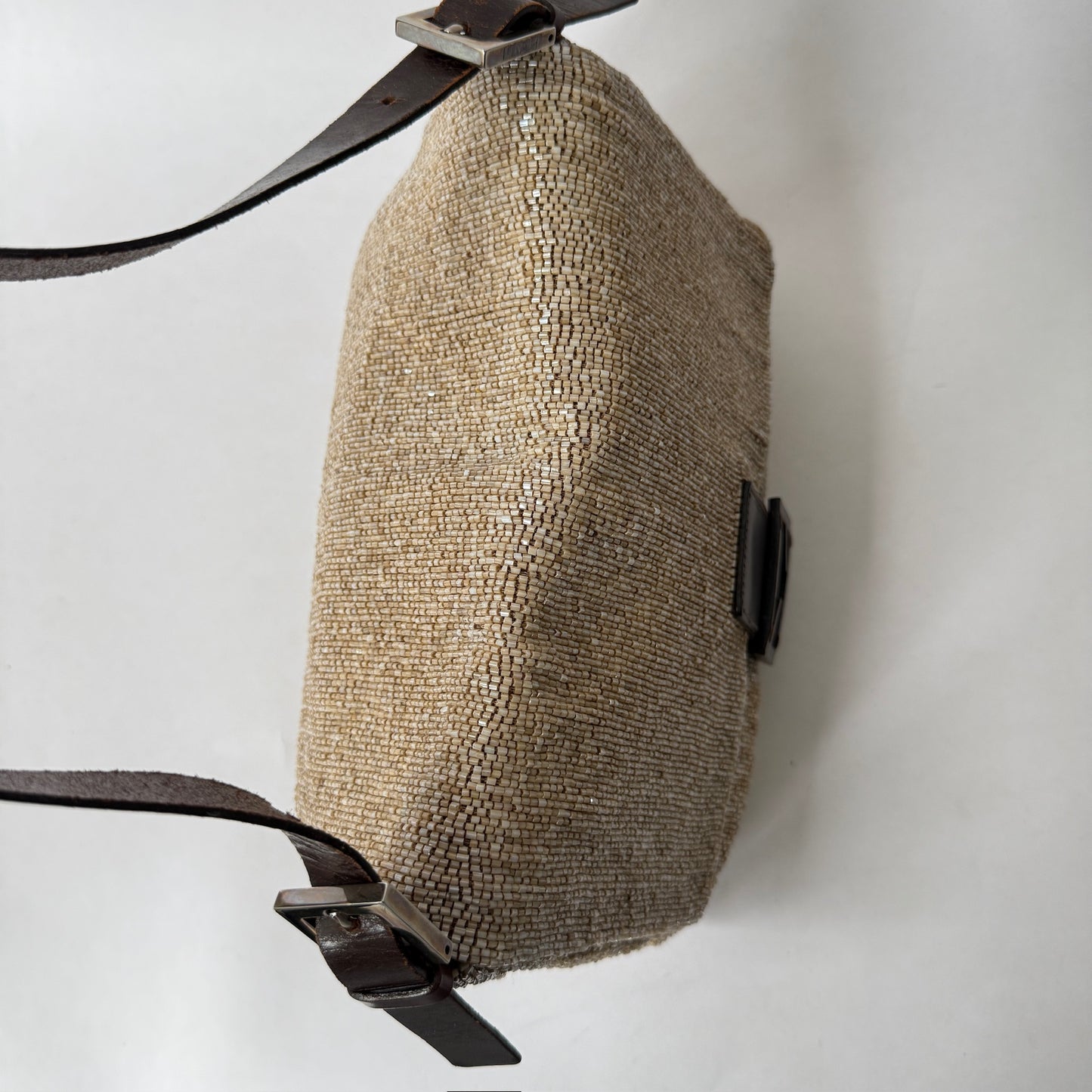 Fendi Cream Beaded Mamma Baguette Shoulder Bag