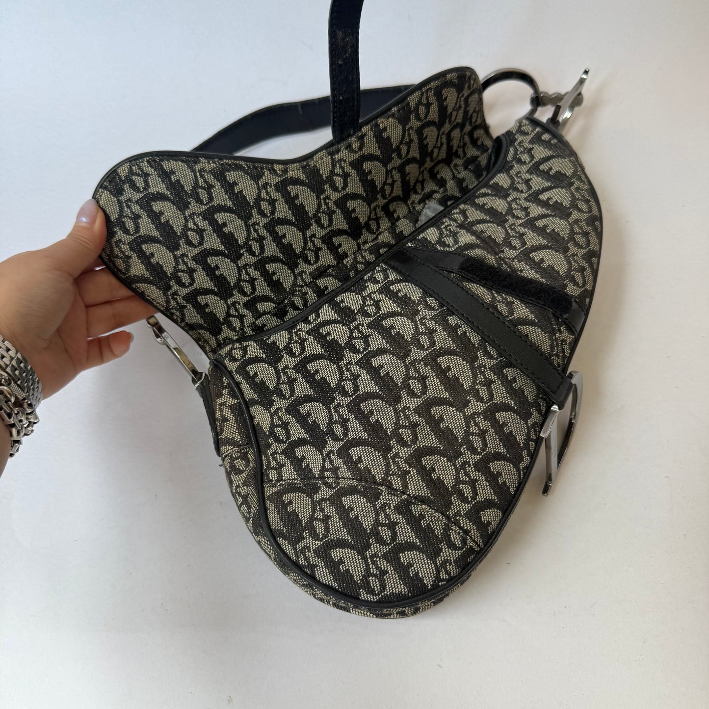 Christian Dior Black Trotter Monogram Saddle Bag
