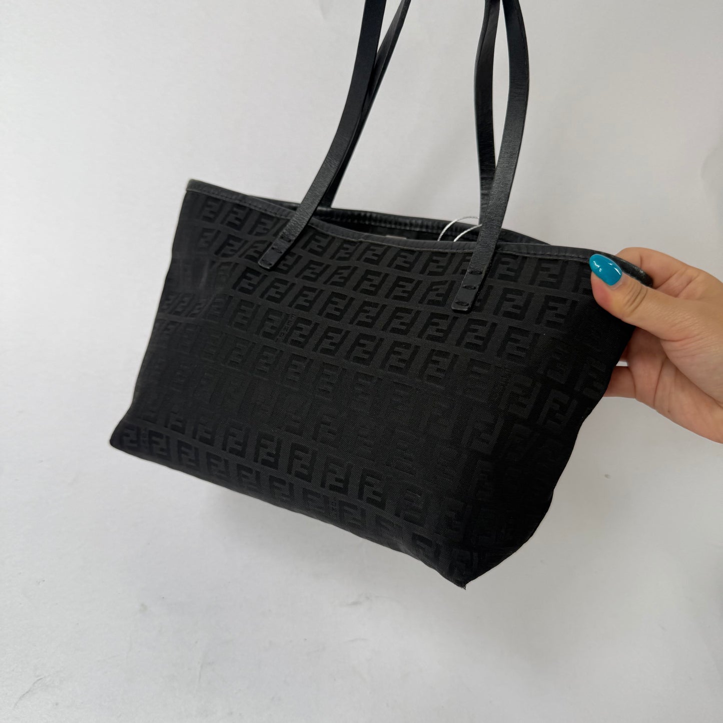 Fendi Black Zucchino Canvas Small Tote Bag