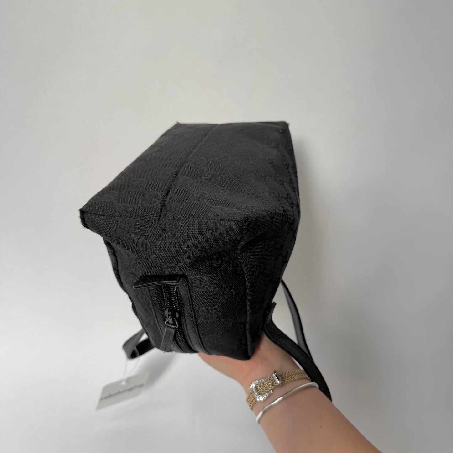 Gucci Black Monogram Top Handle Tote Bag