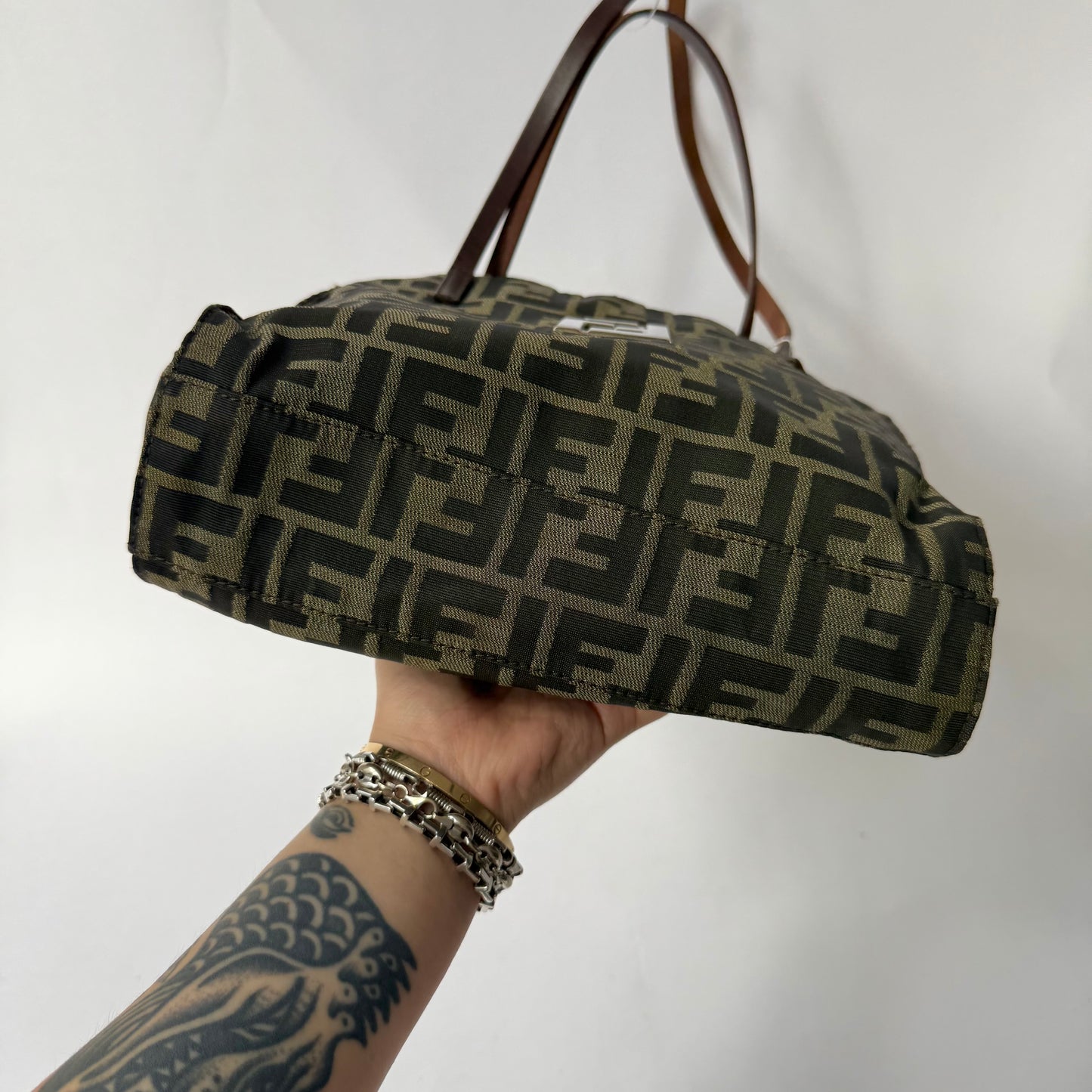 Fendi Brown Zucca Canvas Shoulder Tote