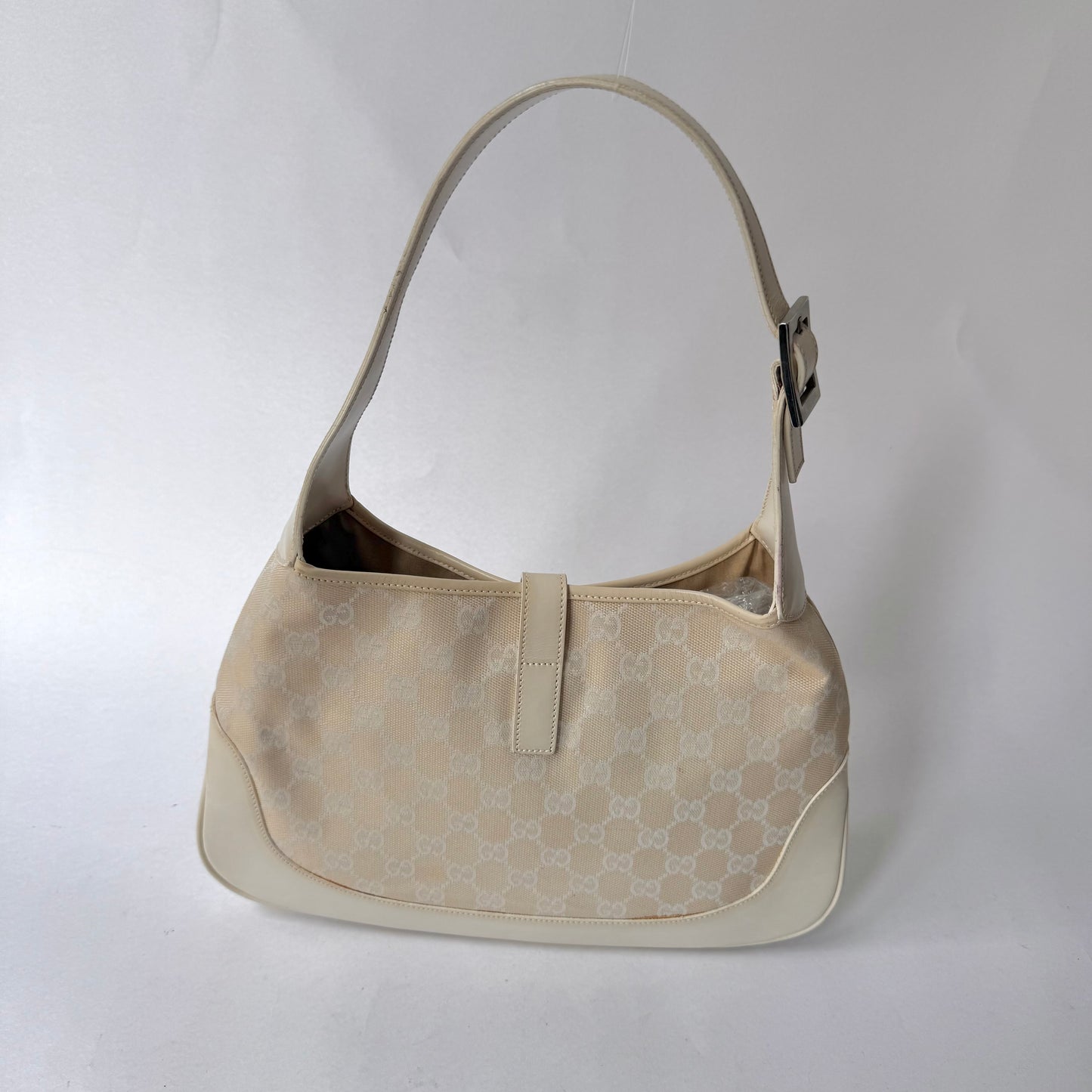 Gucci White Monogram Jackie Shoulder Bag
