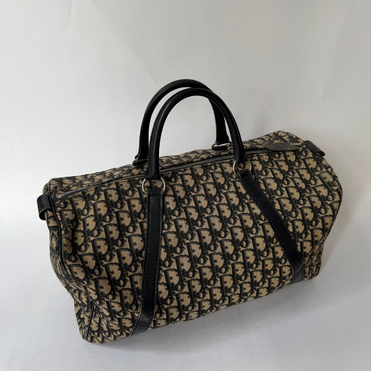 Christian Dior Navy Trotter Large Weekender Boston Bag