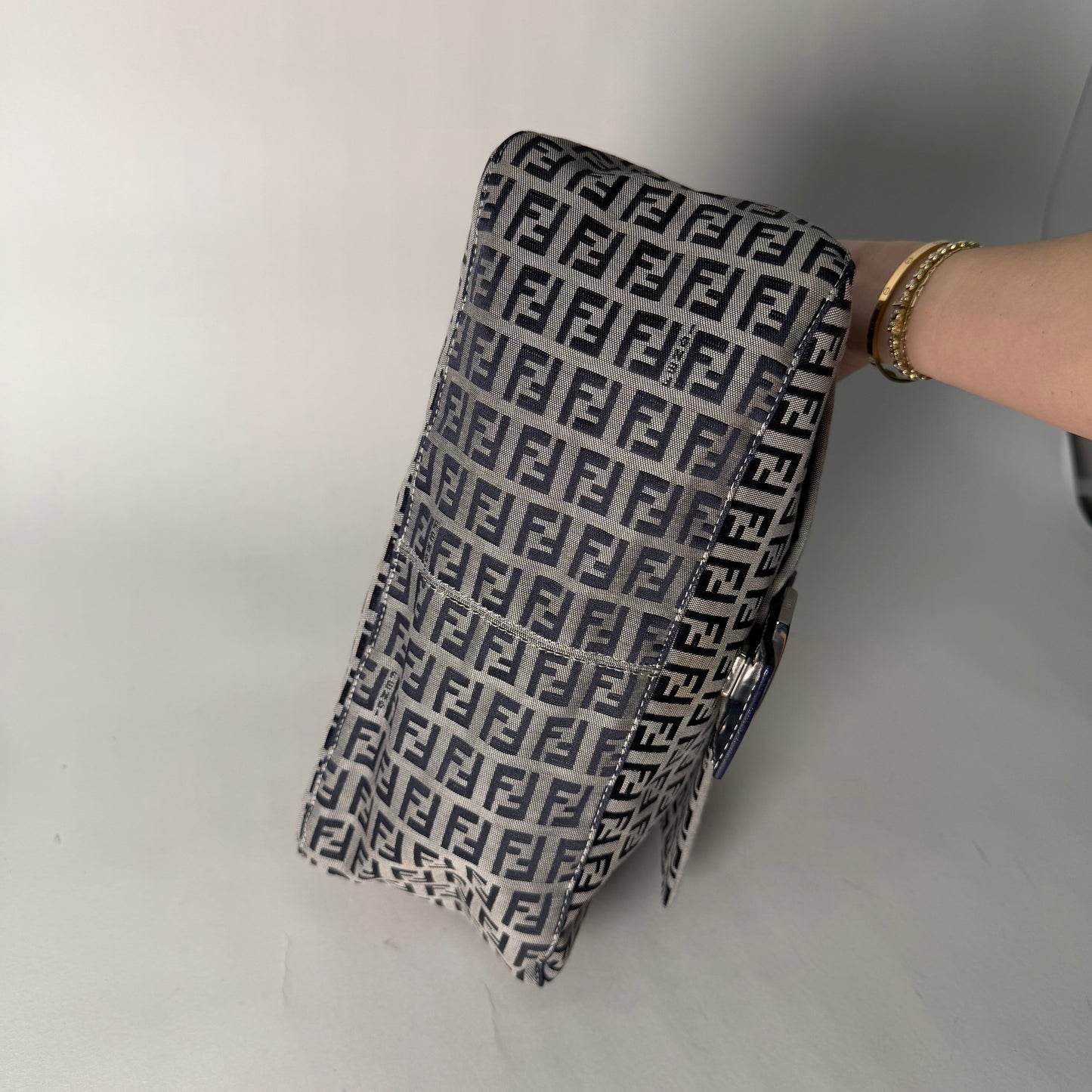 Fendi Navy Zucchino Mamma Baguette