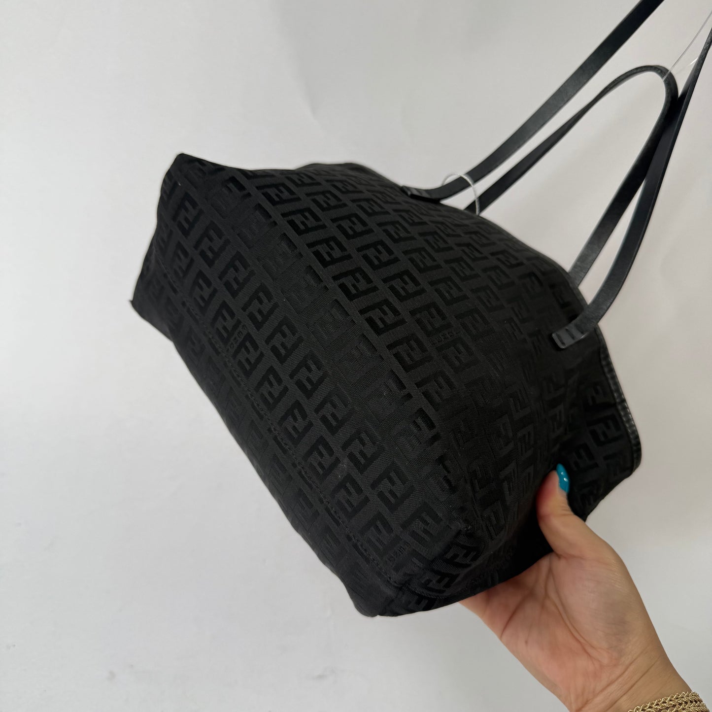 Fendi Black Zucchino Canvas Small Tote Bag
