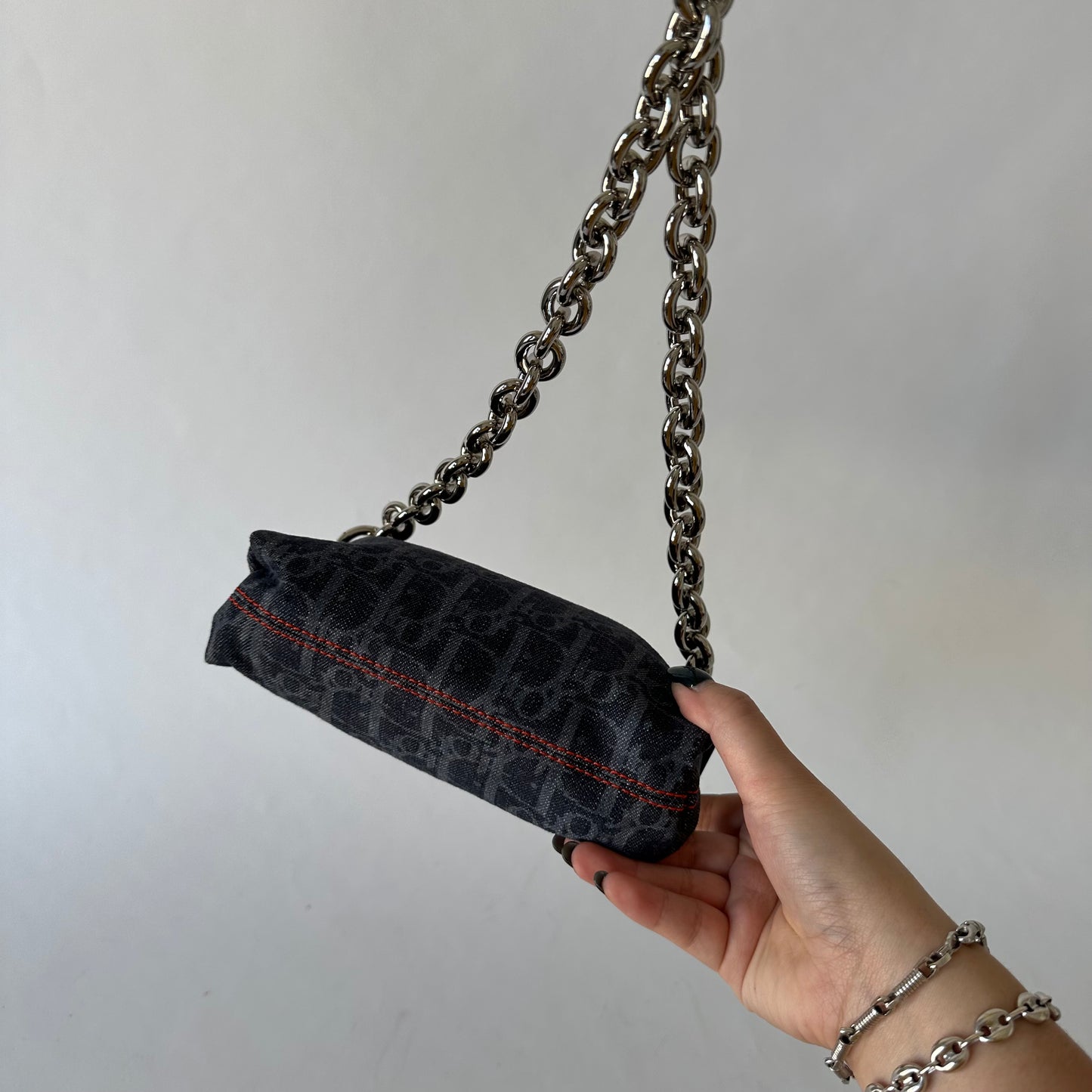 Christian Dior Denim Flight Monogram Pochette Shoulder Bag