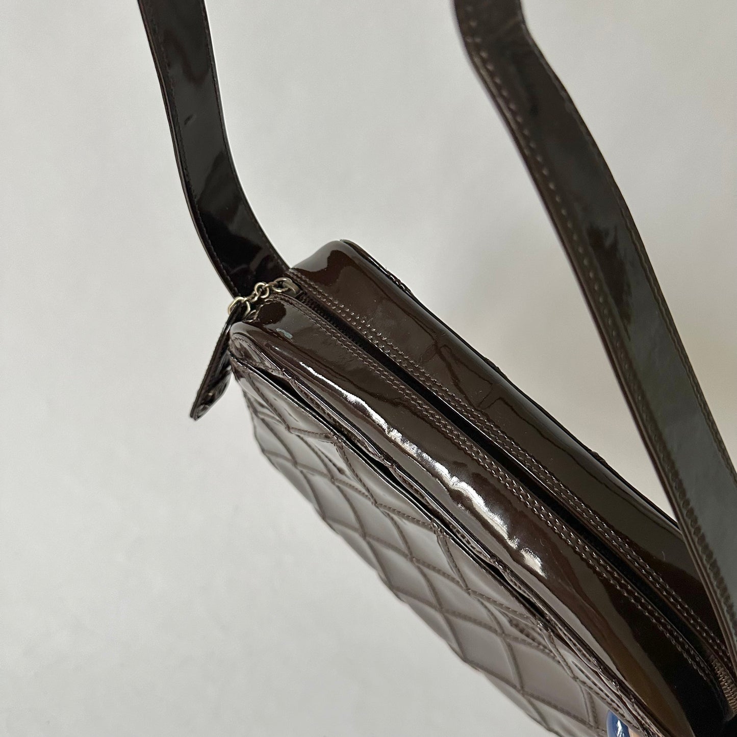 Chanel Dark Brown Patent Leather Shoulder Bag