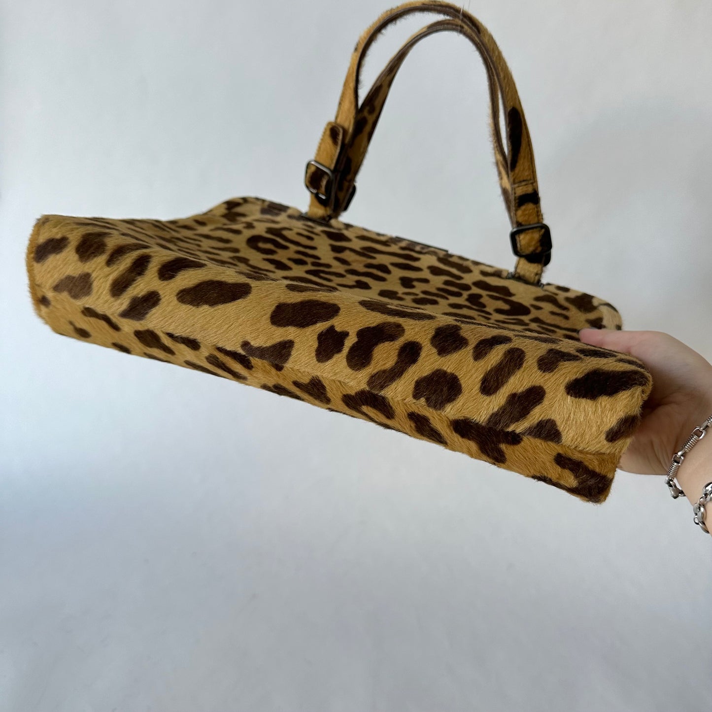Prada Cheetah Printed Ponyhair Shoulder Bag