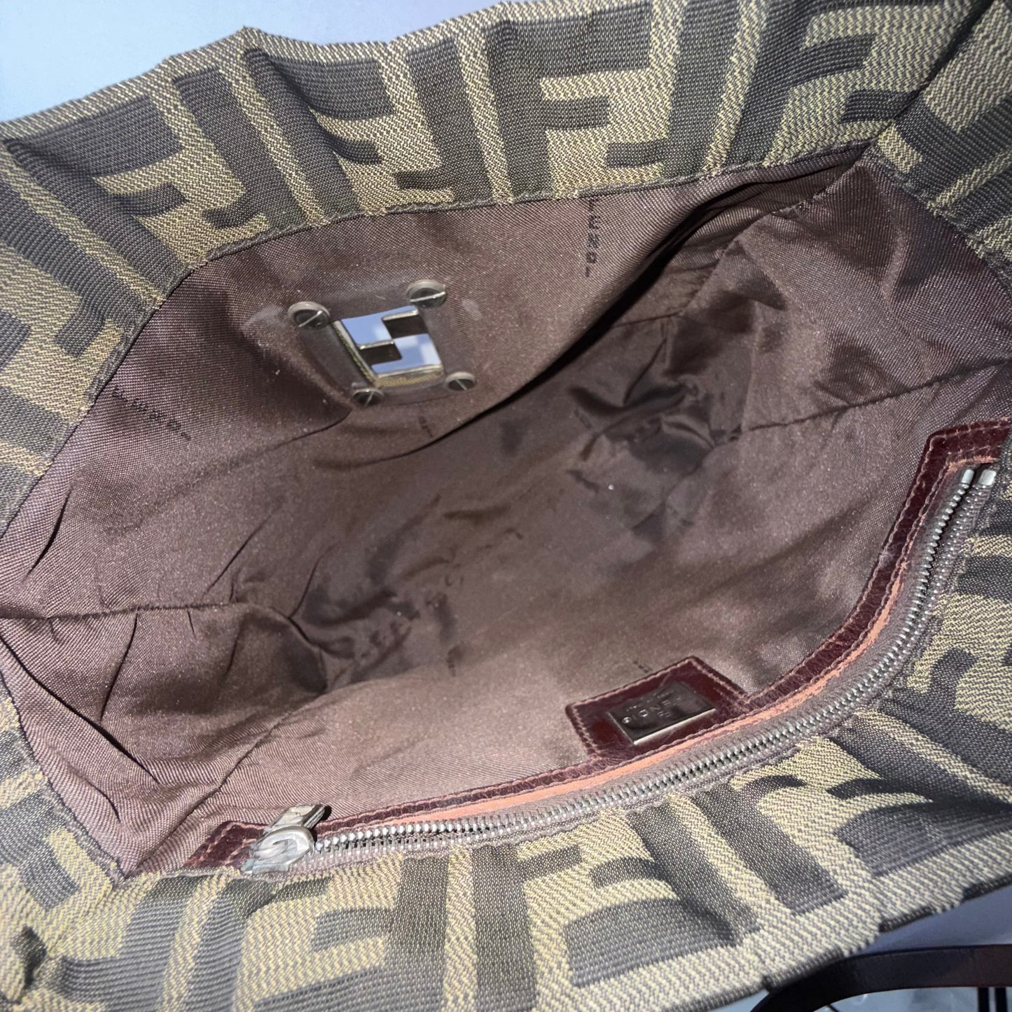 Fendi Brown Zucca Canvas Shoulder Tote