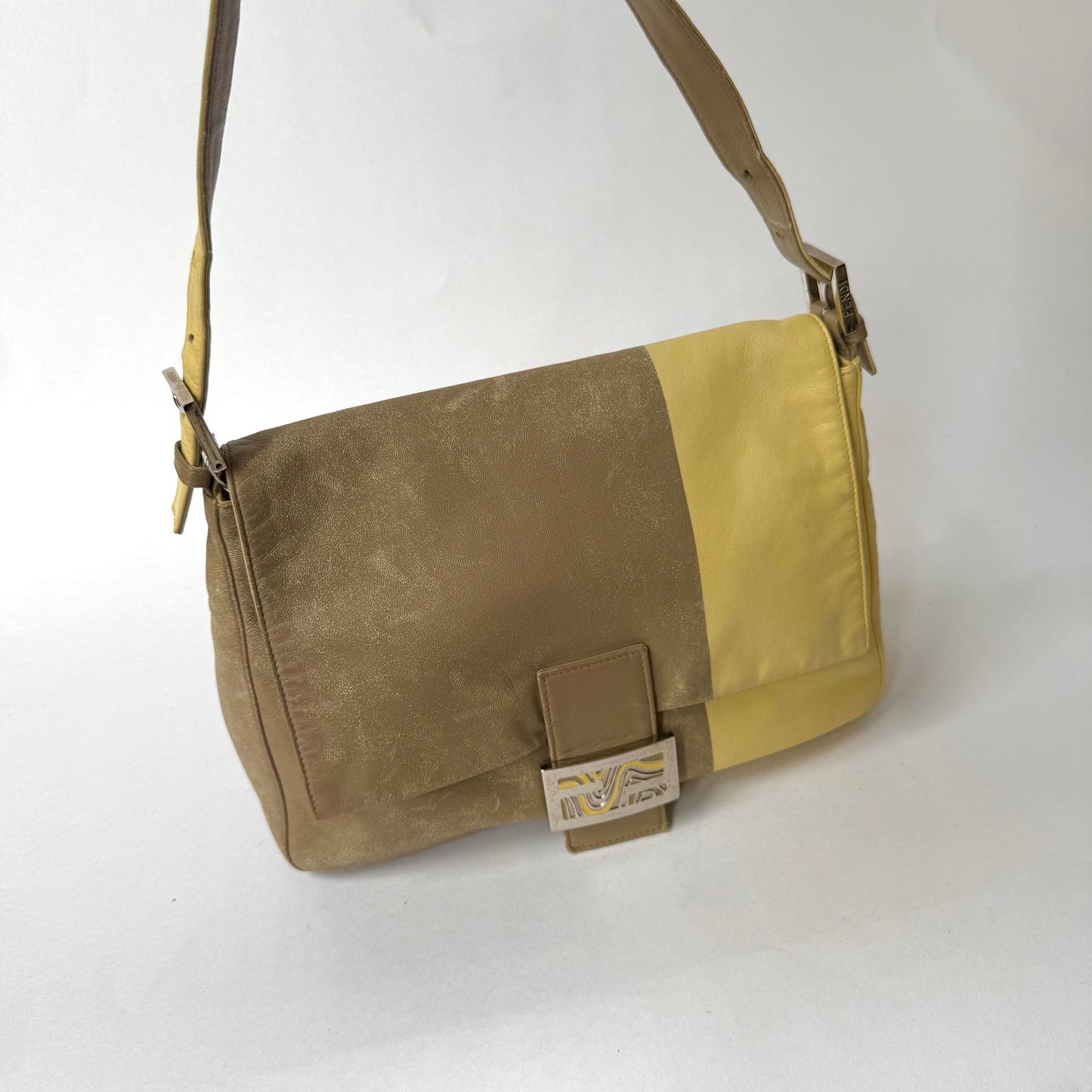 Fendi Colorblock Yellow/Brown Mama Baguette