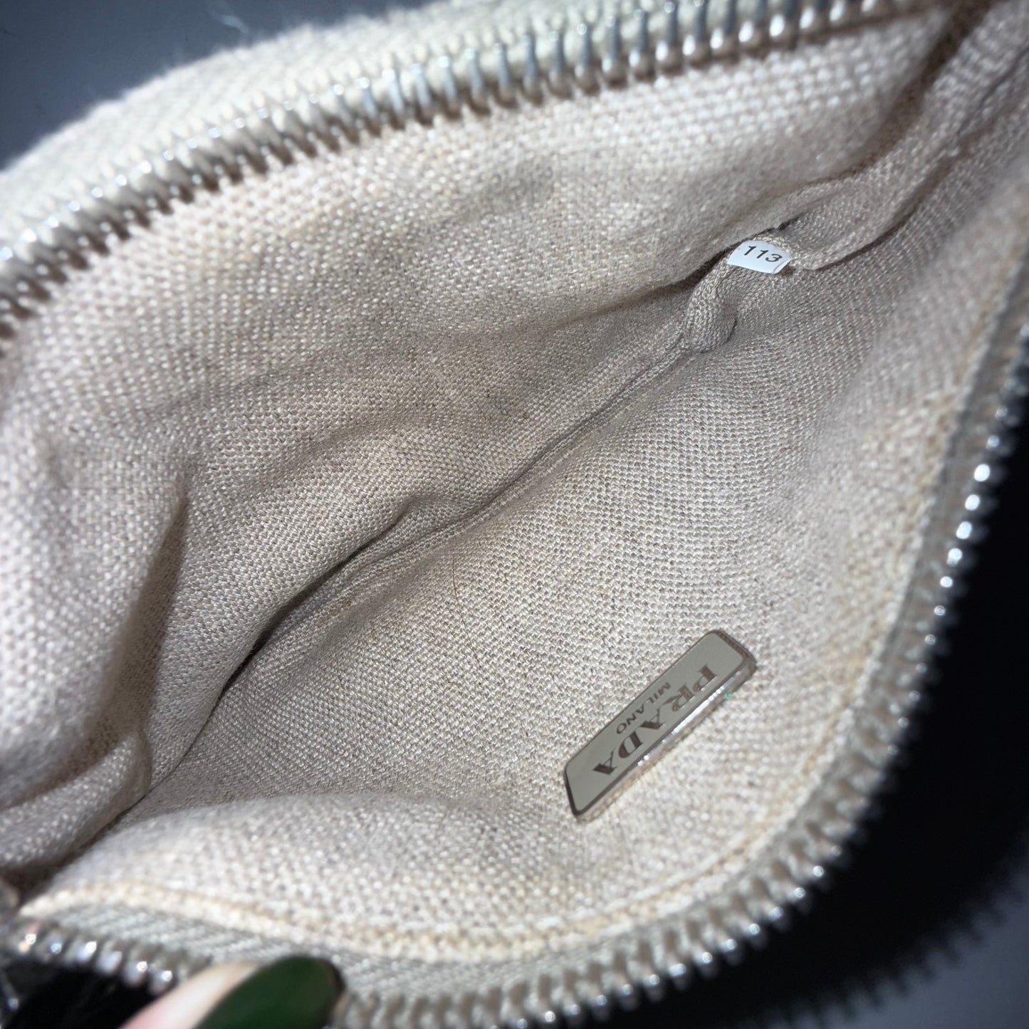 Prada Linen Mini Pochette Bag