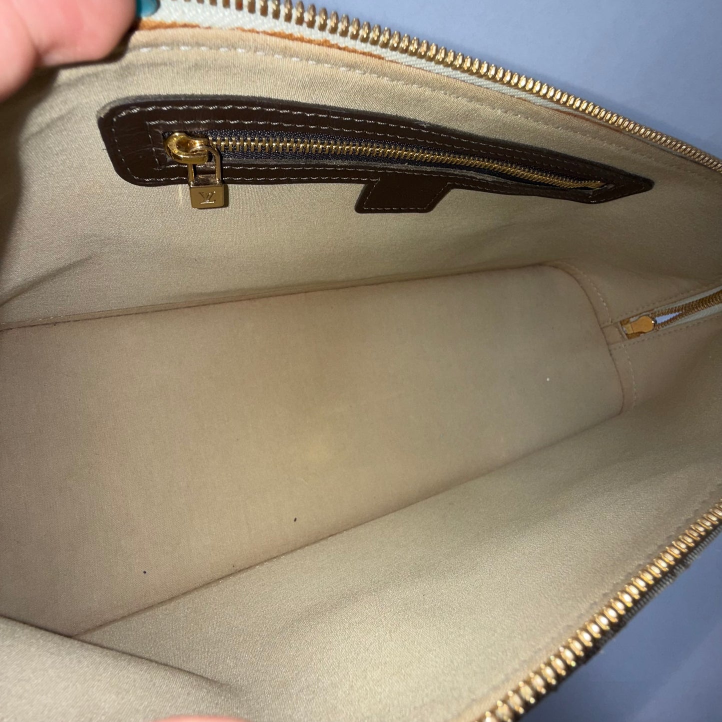 Louis Vuitton Khaki & Brown Mini Lin East West Alma