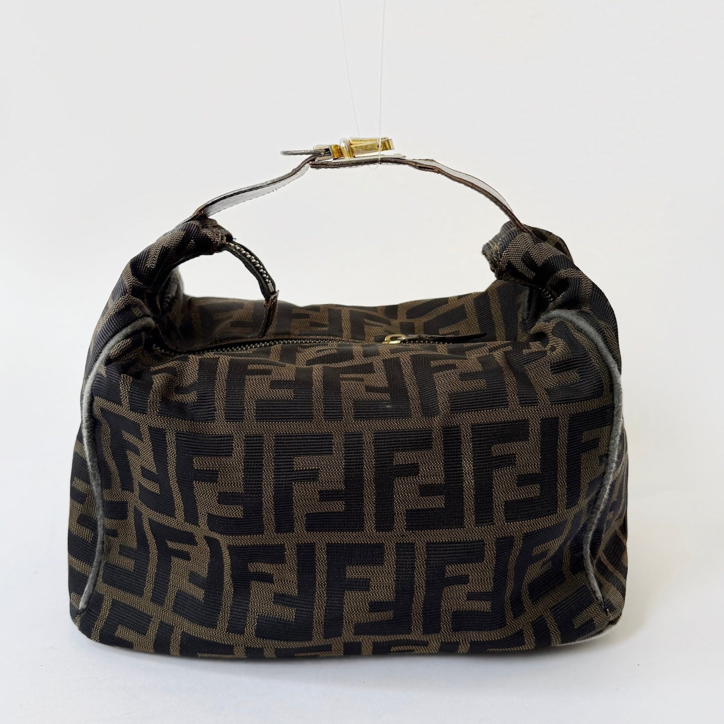 Fendi Brown Zucca Canvas Clip Top Vanity Bag