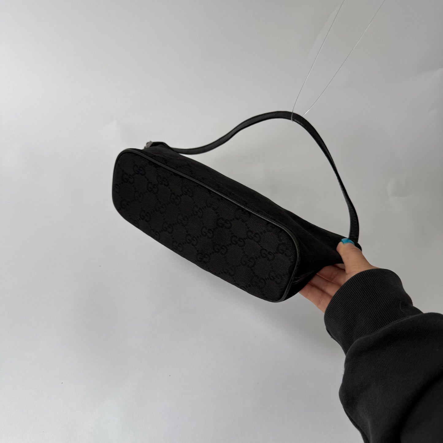 Gucci Black GG Monogram Boat Pochette Mini Bag