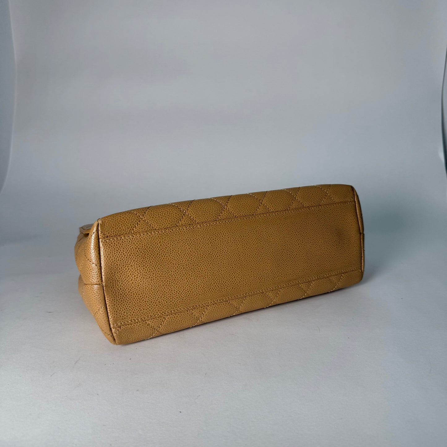 Chanel 2000 Beige Caviar Kelly Flap Top Handle Bag