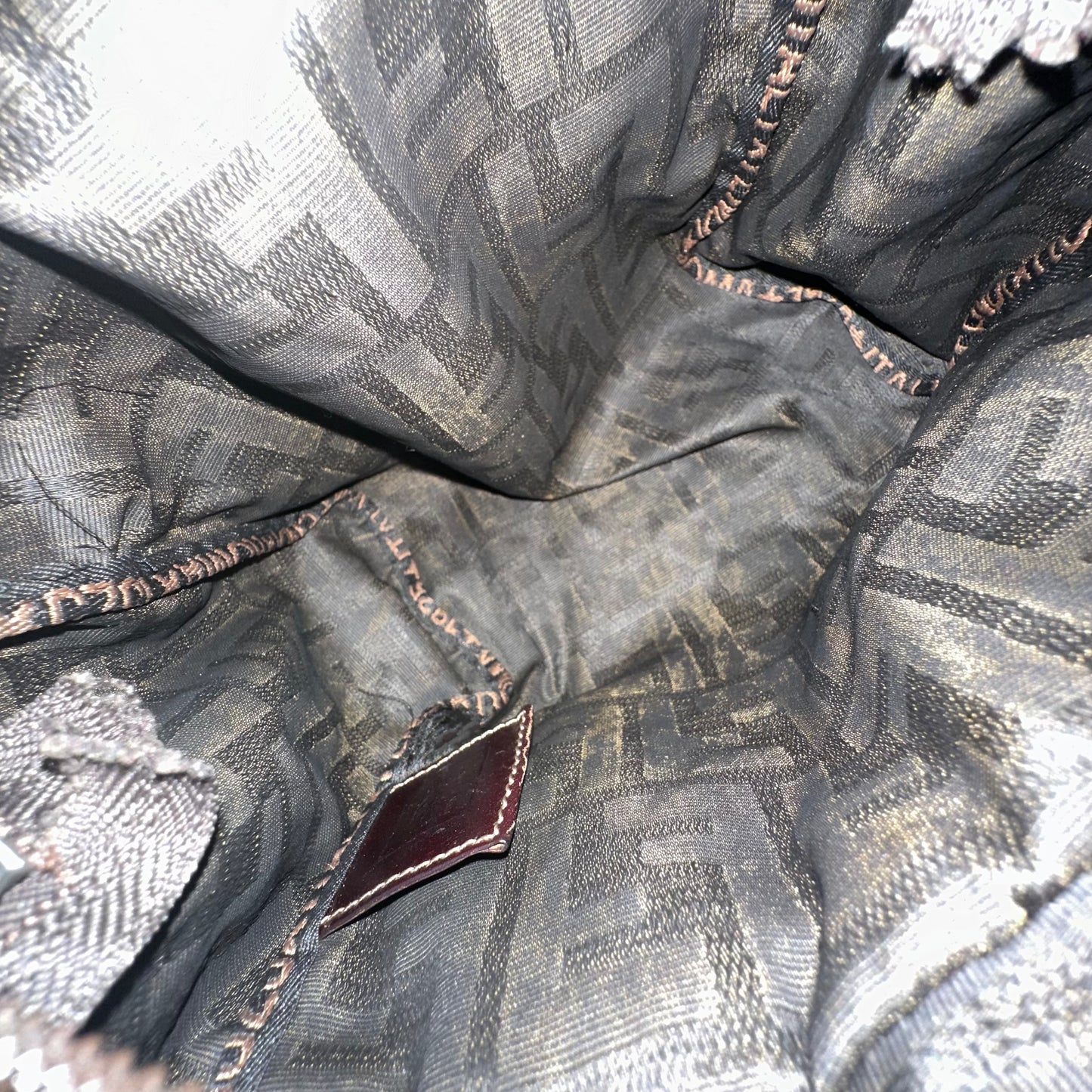 Fendi Brown Zucca Nylon Top Handle Bag