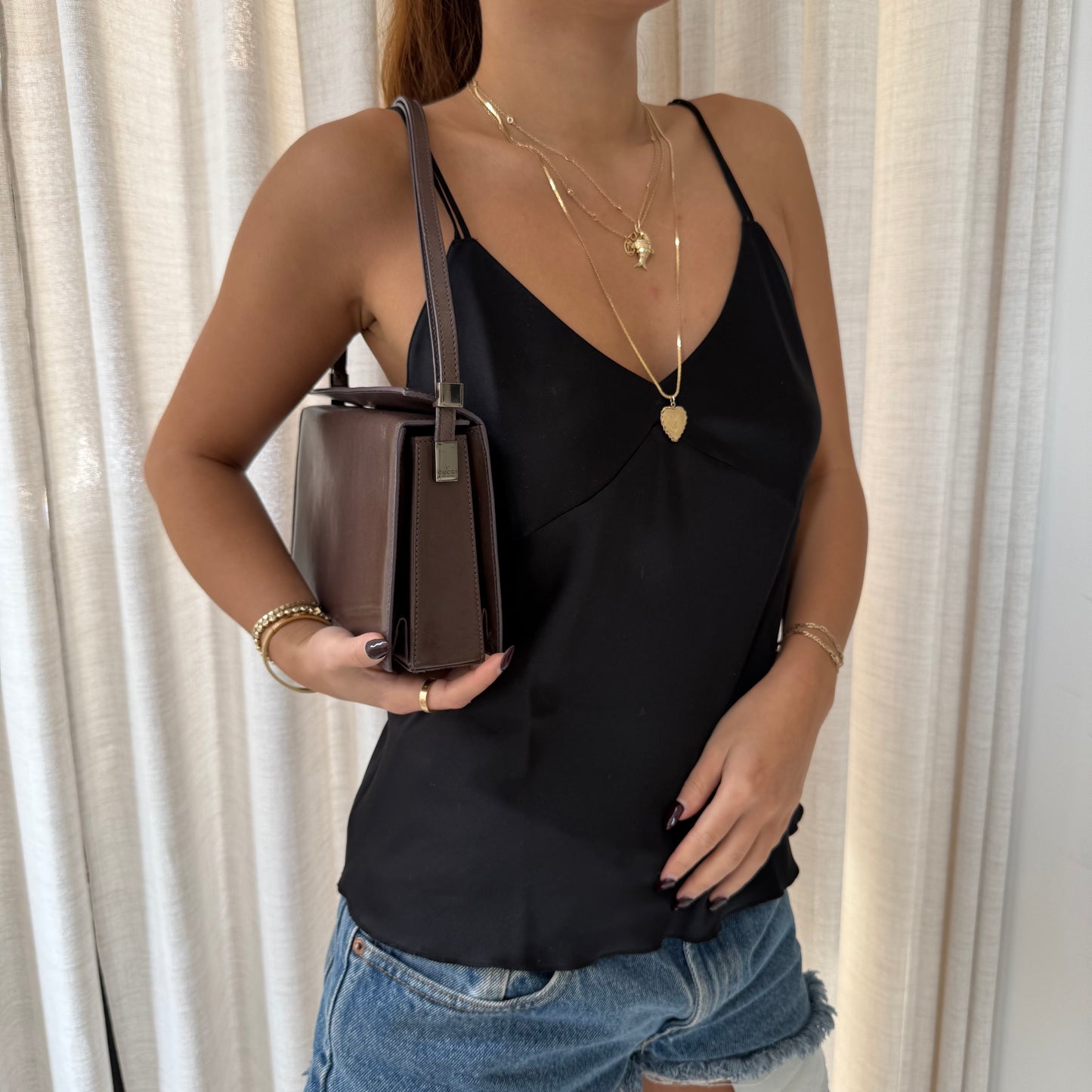 Gucci Brown Leather Pochette Bag