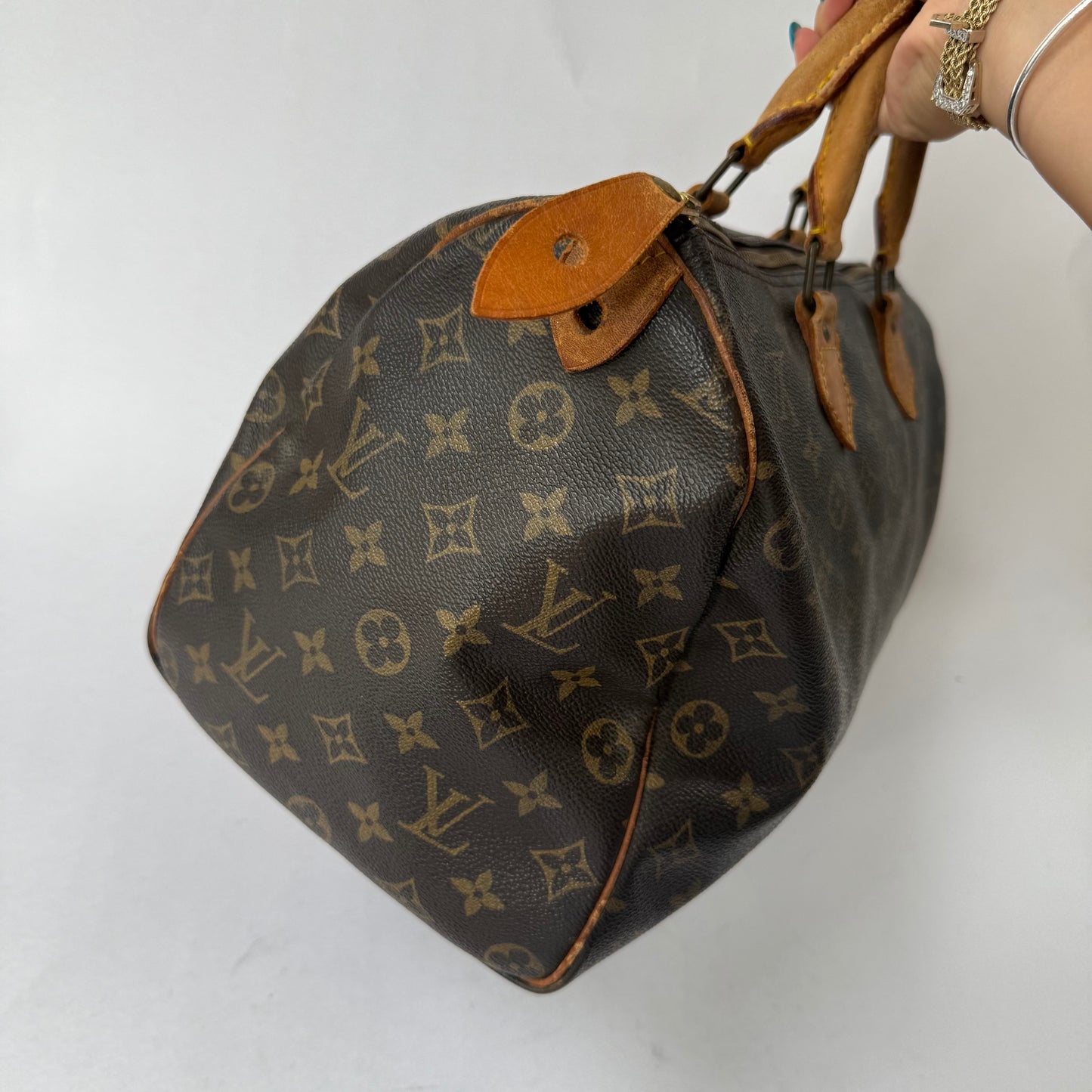 Louis Vuitton Brown Monogram Speedy 35 Boston Bag