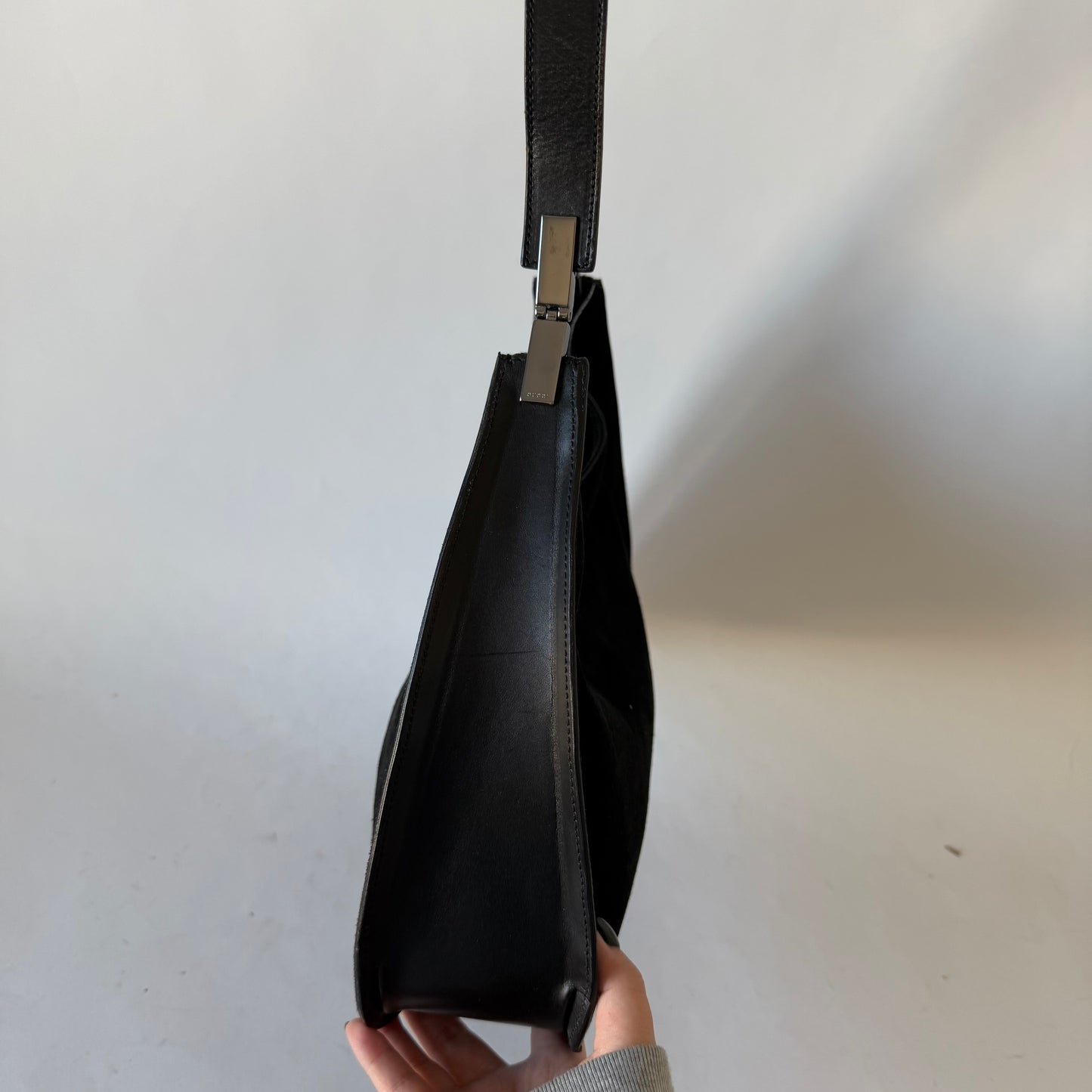 Gucci Black Suede Simple Shoulder Bag