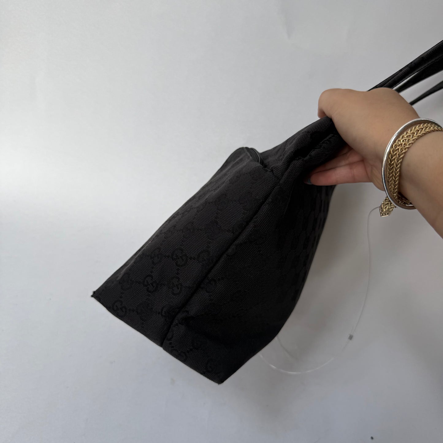 Gucci Black Monogram Canvas Pocket Shoulder Bag