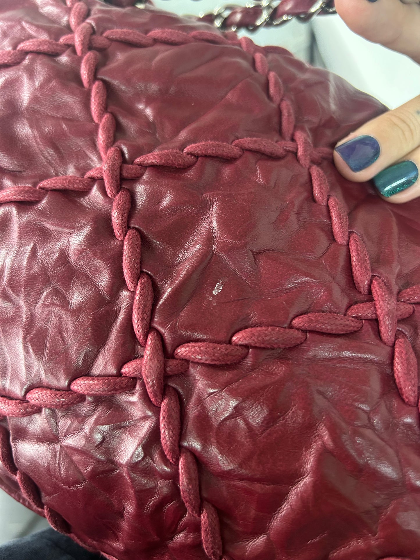 Chanel Red Glazed Calfskin Ultra Stitch Large Flap