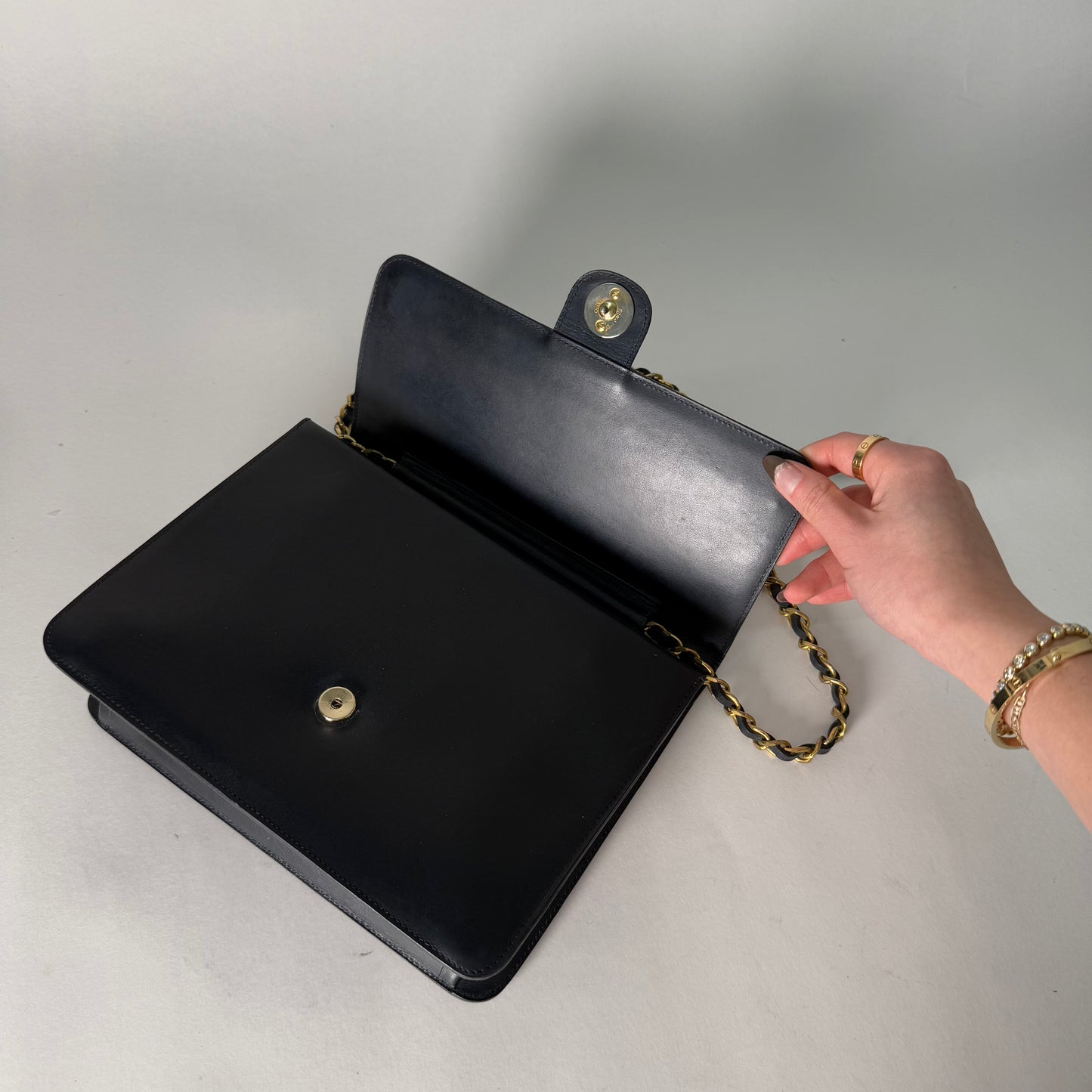 Chanel Dark Navy Lambskin Smooth Square Flap w/ 24k GP HW