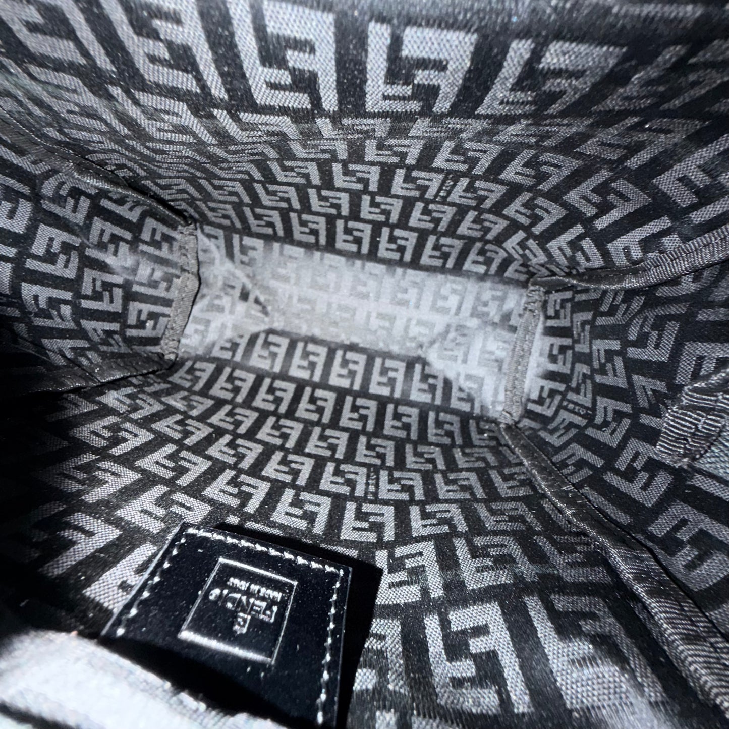 Fendi Black Zucchino Monogram Mini Nylon Top Handle Tote