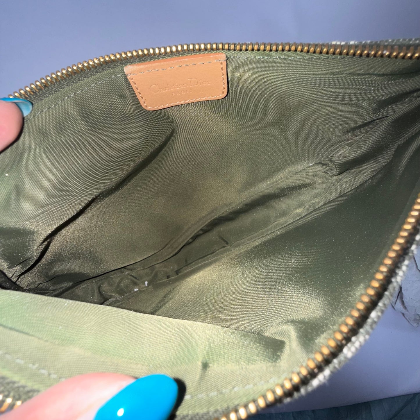 Christian Dior Green Trotter Monogram Mini Saddle Pochette Shoulder Bag