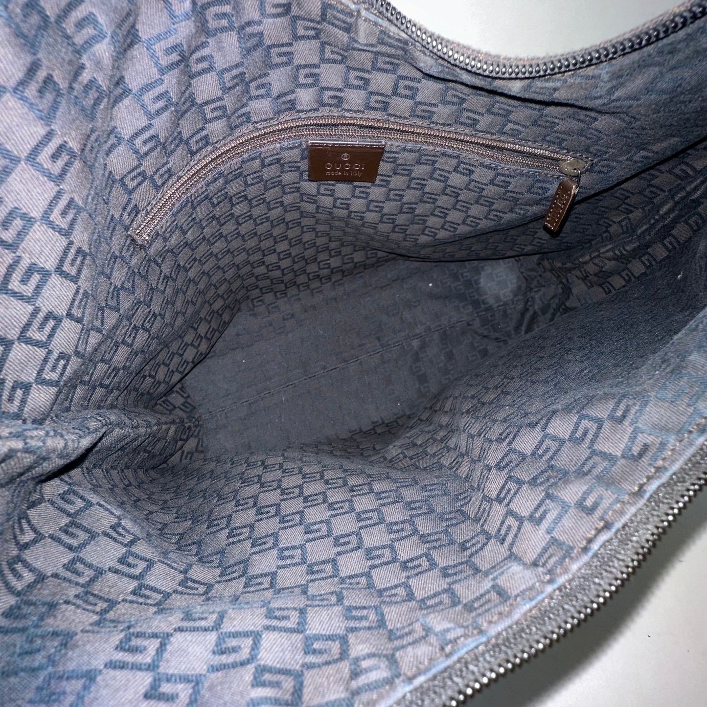 Gucci Brown Canvas Double Pocket Tote Bag